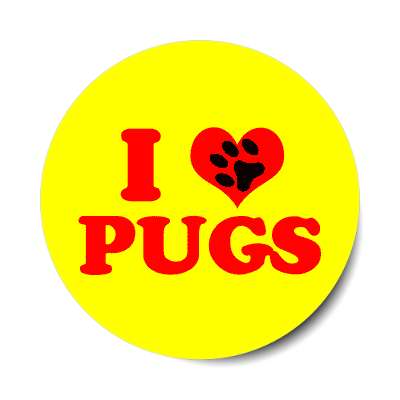 i heart pugs print paw sticker