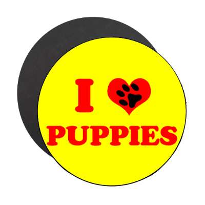 i heart puppies paw prints magnet