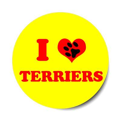 i heart terriers print paw sticker