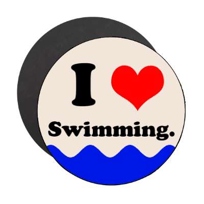 i love swimming red heart magnet