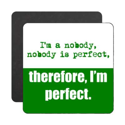 im a nobody nobody is perfect therefore im perfect magnet