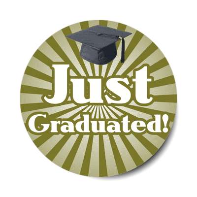 just graduated brown rays graduation cap sticker