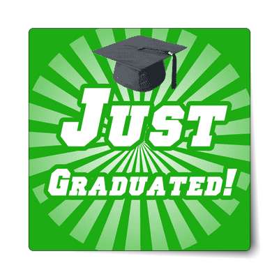 just graduated green rays graduation cap sticker