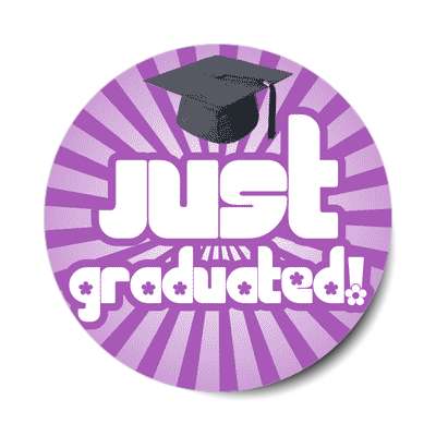 just graduated rays purple graduation cap sticker