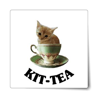 kitty tea tiny cat sticker
