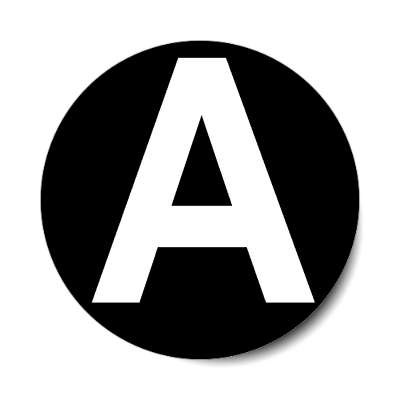 letter a uppercase black white sticker