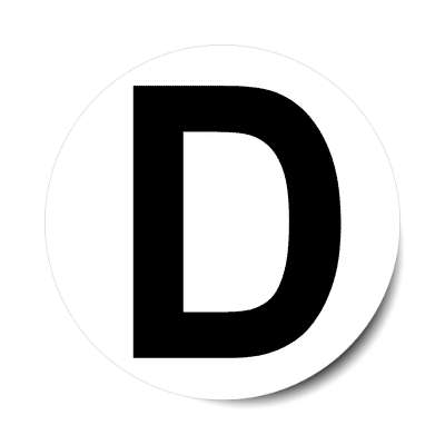 letter d uppercase white black sticker