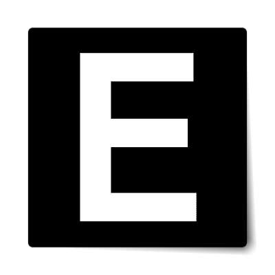 letter e uppercase black white sticker