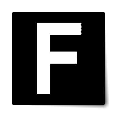 letter f uppercase black white sticker