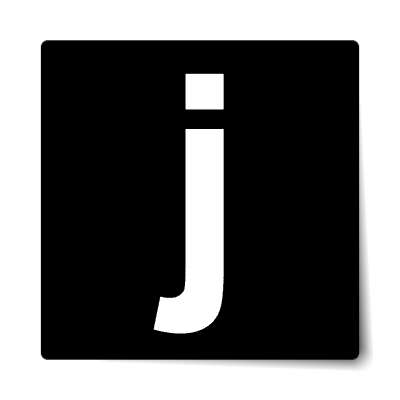 letter j lowercase black white sticker