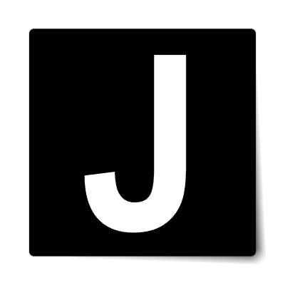 letter j uppercase black white sticker