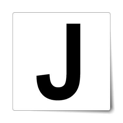 letter j uppercase white black sticker