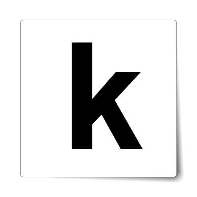letter k lowercase white black sticker