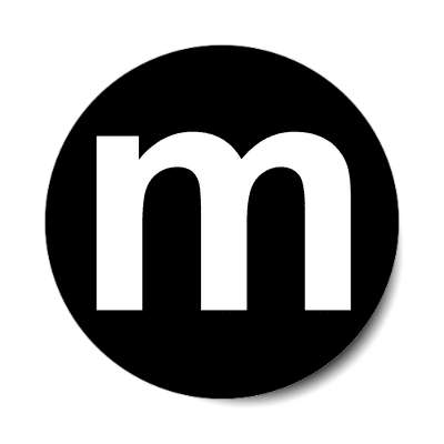 letter m lowercase black white sticker