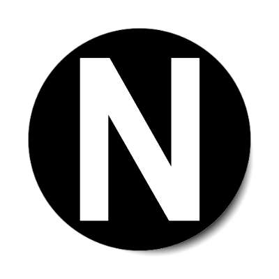 letter n uppercase black white sticker