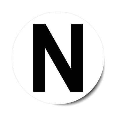letter n uppercase white black sticker