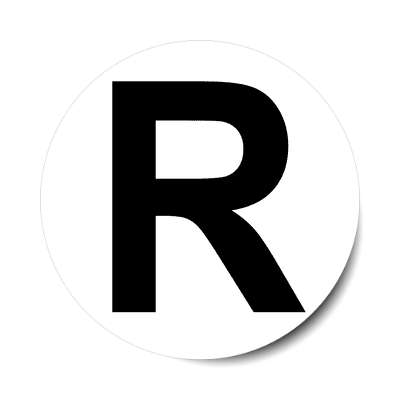 letter r uppercase white black sticker