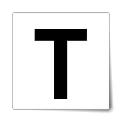 letter t uppercase white black sticker