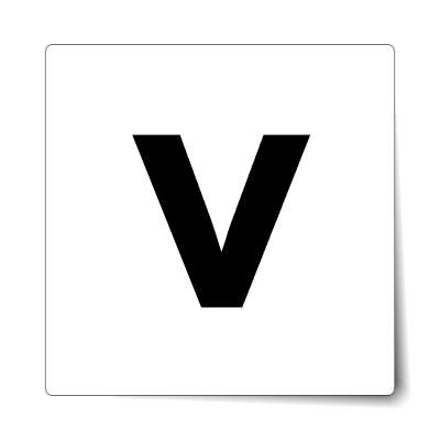 letter v lowercase white black sticker