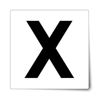 letter x uppercase white black sticker