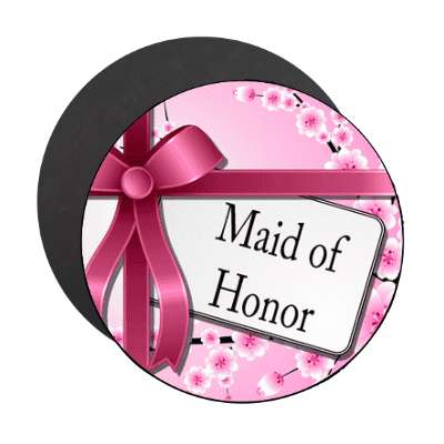 maid of honor pink ribbon card magnet