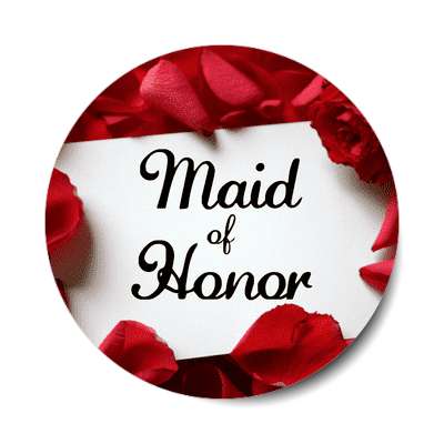maid of honor red petals card sticker