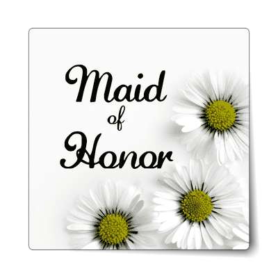 maid of honor three yellow white flowers sticker