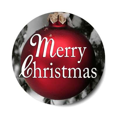 merry christmas classic ornament red bulb sticker