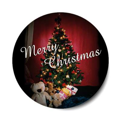 merry christmas tree classic gifts sticker