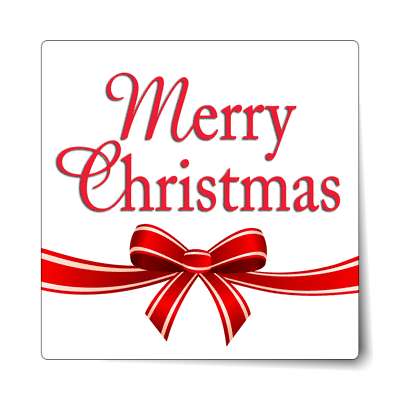 merry christmas white red ribbon classic sticker