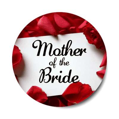mother of the bride red petals card sticker