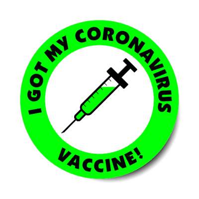 needle green i got my coronavirus vaccine stickers, magnet