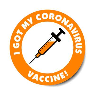 needle i got my coronavirus vaccine orange stickers, magnet