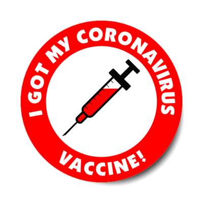needle i got my coronavirus vaccine red stickers, magnet