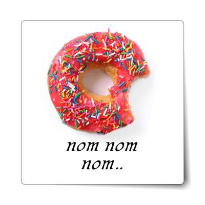 nom nom nom pink donut bite mark sticker