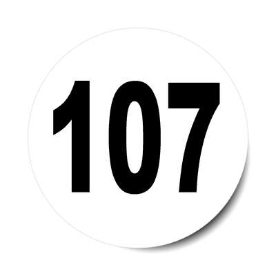 number 107 white black sticker