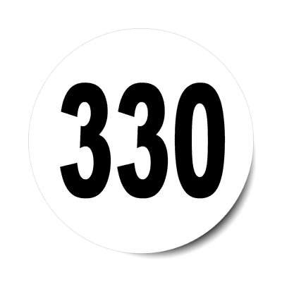number 330 white black sticker