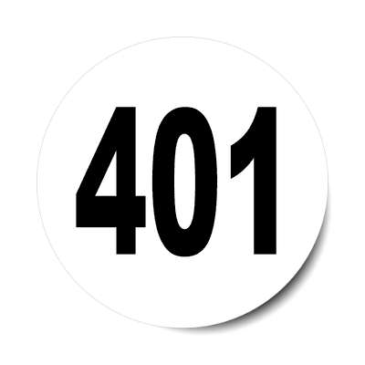number 401 white black sticker