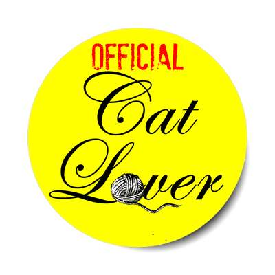 official cat lover yarn cursive sticker