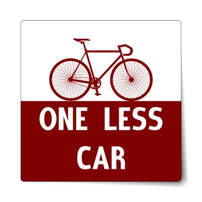 one less car silhouette bicycle sticker