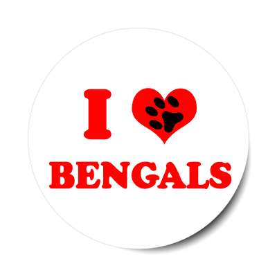 paw print i heart bengals sticker