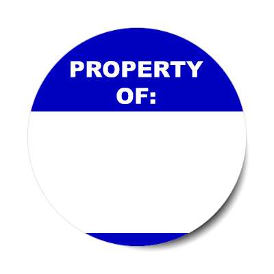 property of deep blue fill in nametag sticker