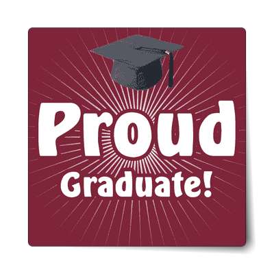 proud graduate rays graduation cap deep plum sticker