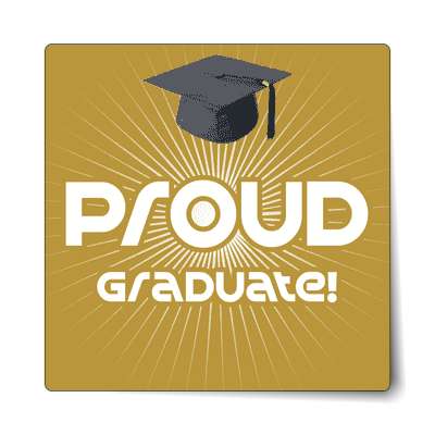 proud graduate rays graduation cap light brown sticker