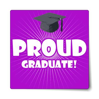 proud graduate rays graduation cap purple sticker