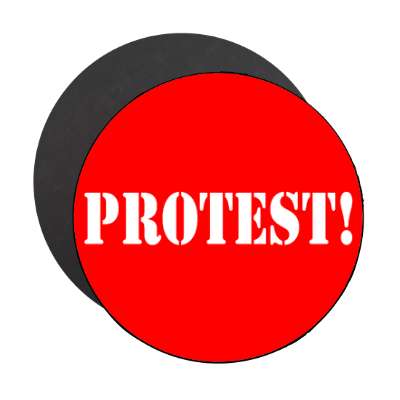 red protest stencil magnet