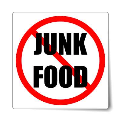 red slash no junk food sticker