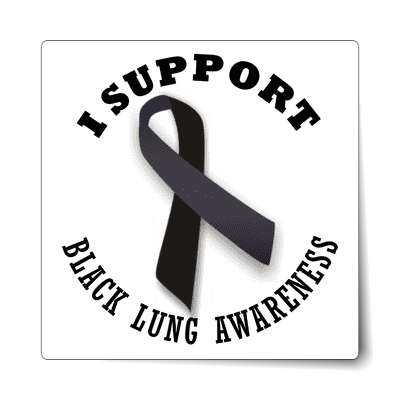 ribbon i support black lung awareness sticker