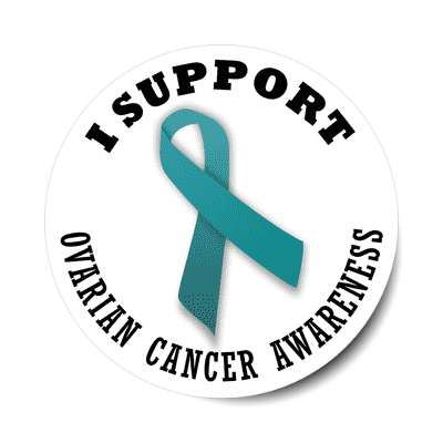 ribbon i support ovarian cancer awareness sticker
