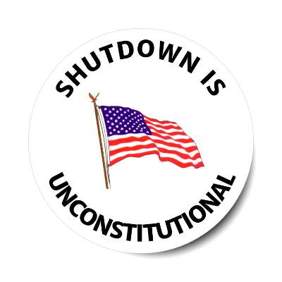 shutdown is unconstitutional wave flag sticker